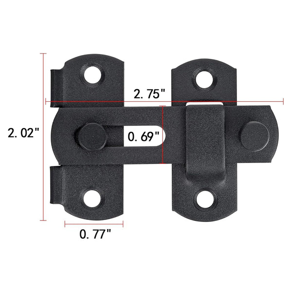 Barn Door Latch 2 Pack Matte Black Stainless Steel Sliding Lock Bi Fold Gate Cabinet Closet 2.75 X 2.02 Inch Door Locks & Lock Mechanisms