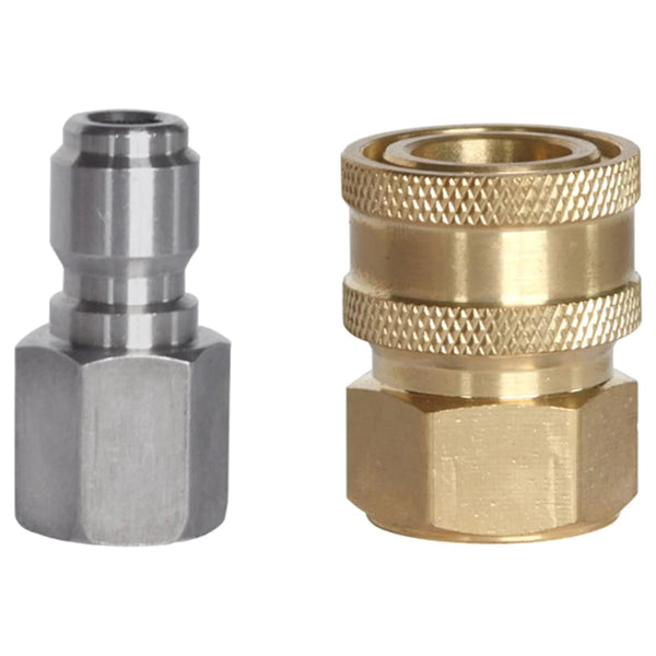 2 Pcs Pressure Washer Adapter 3/8 1/4 Inch Quick Connect Fittings Stainless Steel Easy To Use Garden Hose Converter Pressure Washer Accessories