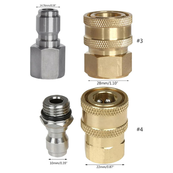 2 Pcs Pressure Washer Adapter 3/8 1/4 Inch Quick Connect Fittings Stainless Steel Easy To Use Garden Hose Converter Pressure Washer Accessories