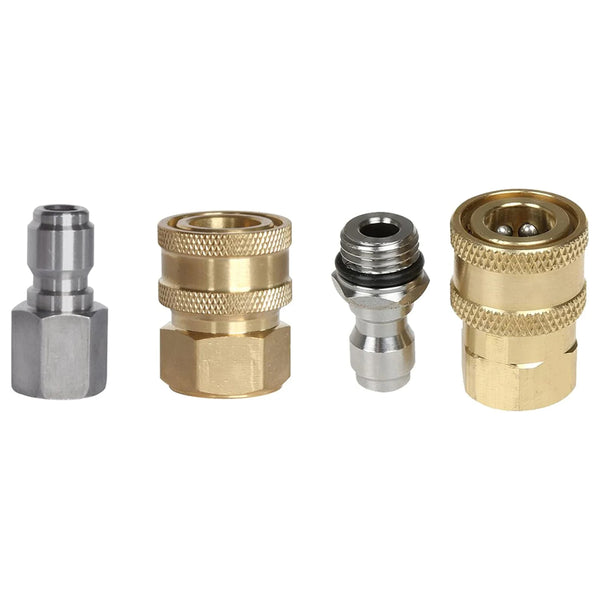 2 Pcs Pressure Washer Adapter 3/8 1/4 Inch Quick Connect Fittings Stainless Steel Easy To Use Garden Hose Converter Pressure Washer Accessories