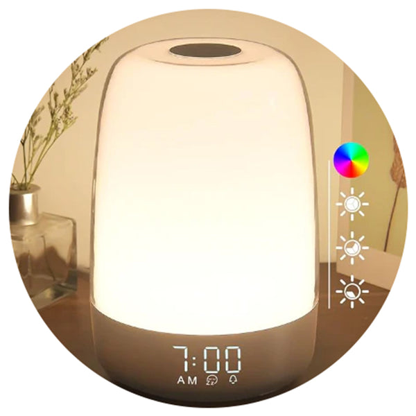 Touch Wake Up Night Light With Sunrise Simulation Alarm Clock 3 Ways Dimmable Warm White Bedside Lamp For Kid Bedrooms Rgb Ambient Table Nightstand Li