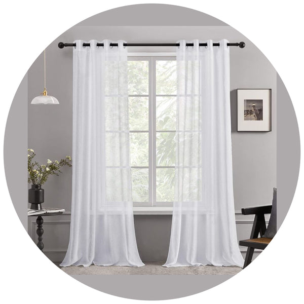 2 Pcs Set Voile Curtains Super Soft Decorative Eyelet Living Room Bedroom Girl Baby 132 X 160Cm White Curtains & Drapes