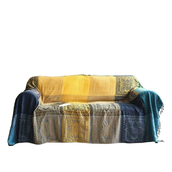 Cotton Single Sofa Blanket Knitted Fringed Double Sided Patchwork Decorative Warm For Home Office Blankets
