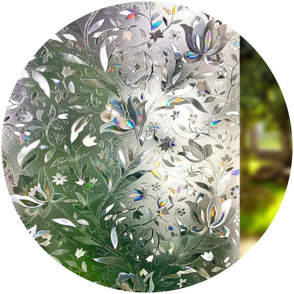 Decorative Window Sticker 45Cm X 300Cm Static Cling 3D Orchid Uv Resistant Privacy Screen Translucent Adhesive Film Without Glue For Windows And Bath