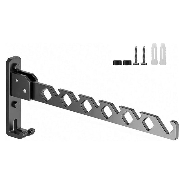 Wall Mounted Coat Rack Foldable Black 35Cm Hook Hanger Drying Coat & Hat Racks