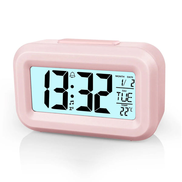 Digital Children's Alarm Clock Travel Led Display 12 24 Hour Snooze Temperature Date Time Portable Pink Alarm Clocks & Clock Radios