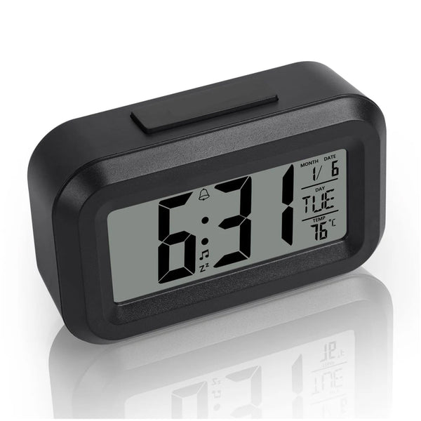 Digital Children's Alarm Clock Travel Led Display 12 24 Hour Snooze Temperature Date Time Portable Black Alarm Clocks & Clock Radios