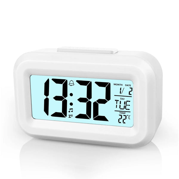 Digital Children's Alarm Clock Travel Led Display 12 / 24 Hour Snooze Temperature Date Time Portable White Alarm Clocks & Clock Radios