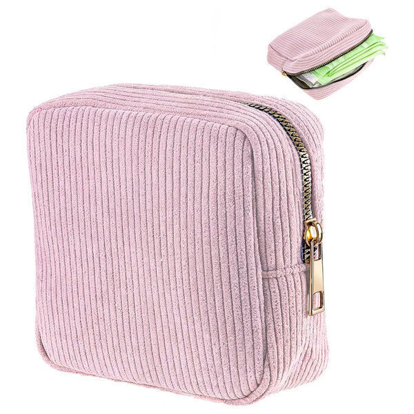 Women's Toiletry Bag Tampon Storage Corduroy Small Makeup Portable Pink Makeup Bags & Cases