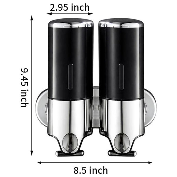 2 X 500Ml Wall Mounted Soap Dispenser Black Soap Dishes & Dispensers