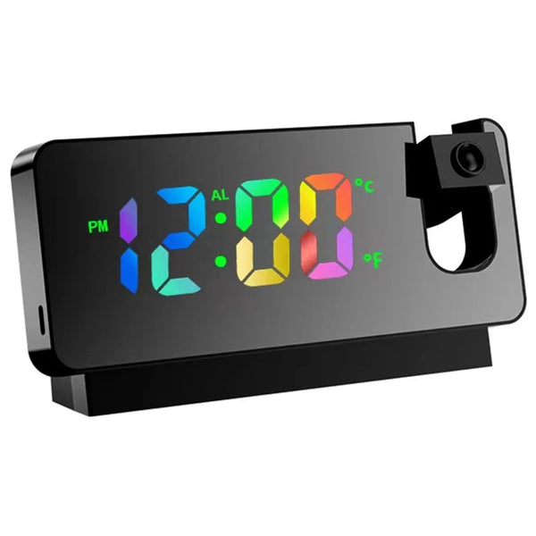 Projection Alarm Clock Led Mirror Digital With Temperature Snooze Night Mode Adjustable Brightness Black Alarm Clocks & Clock Radios