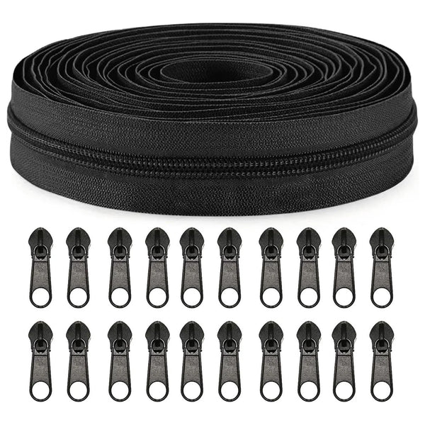 Zippers 1 Roll 20 Replacement Nylon Metal Repair Kit Suitable For Bags Clothing Bedding 10M X 2.7Cm Black Other Sewing