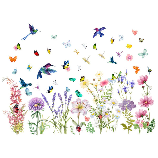 Wall Sticker Flowers Butterfly Bird Reusable Repositionable Children's Room Boys Girls Home Decor Colourful For Living Baby Rooms Bedroom Toilet Decor