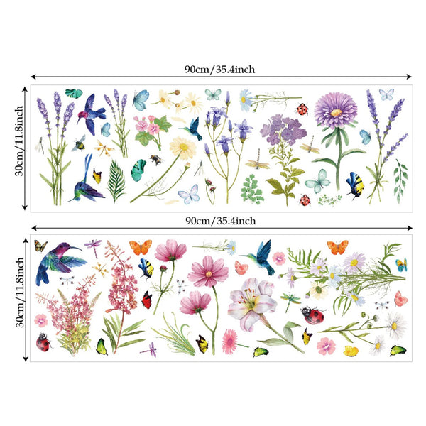 Wall Sticker Flowers Butterfly Bird Reusable Repositionable Children's Room Boys Girls Home Decor Colourful For Living Baby Rooms Bedroom Toilet Decor