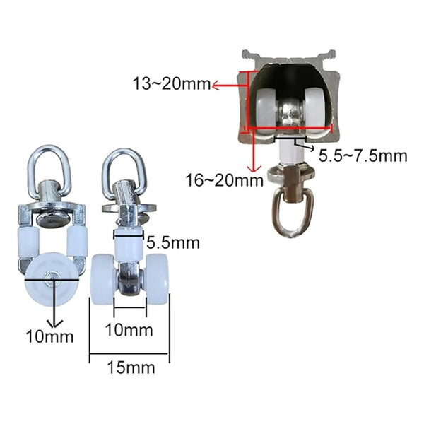 Curtain Rail Rollers 20Pcs White Alloy Gliders 3.45Cm Curtain Poles & Accessories