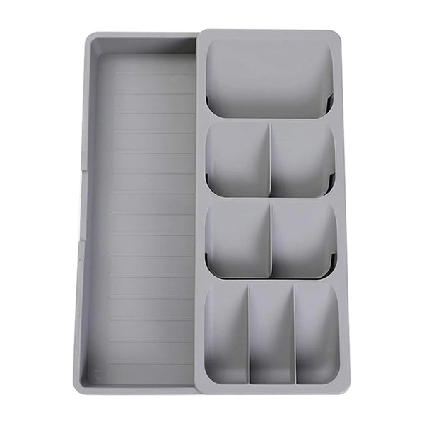 2 In 1 Cutlery Storage Box Drawer Organizer Pull Out Tray Divider Kitchen Gray Pp 40.5X16.5X5.5Cm Drawer Organisers