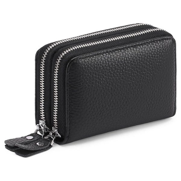 Rfid Credit Card Holder Wallet 10 Cards Zipper Leather Black Gift 10X8.5X4cm Business Card Holders