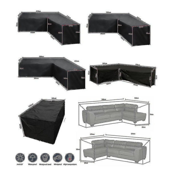 12 Sizes L Shape All Weather Cover Waterproof Rattan Corner Furniture Protector Garden Patio Outdoor Sofa Dust Cover215 X 87Cm Black Outdoor Furniture