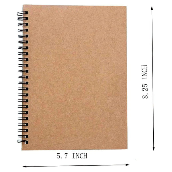 2 Pack Blank Spiral Wirebound Notepads 100 Pages 8.25 X 5.7 Inches Notebooks