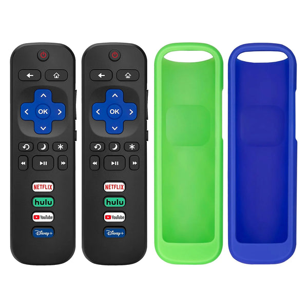 (Pack Of 4) 2 Replaced Remote Control Only For Roku Tv Cover Blue And Green Remote Controls