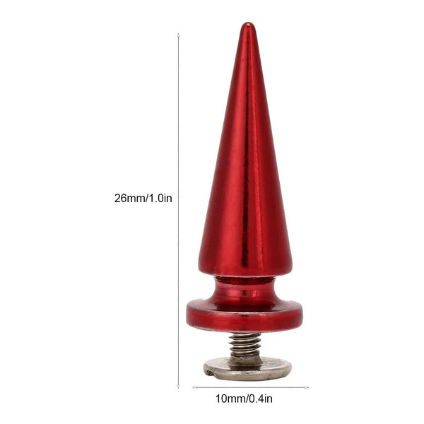 10Pcs X 26Mm Large Size Cone Spikes Punk Rivets Stud Screw Tree Shape Back For Diy Leather Shoes Jacket Craft Garment Bag Red Other Leather Tools