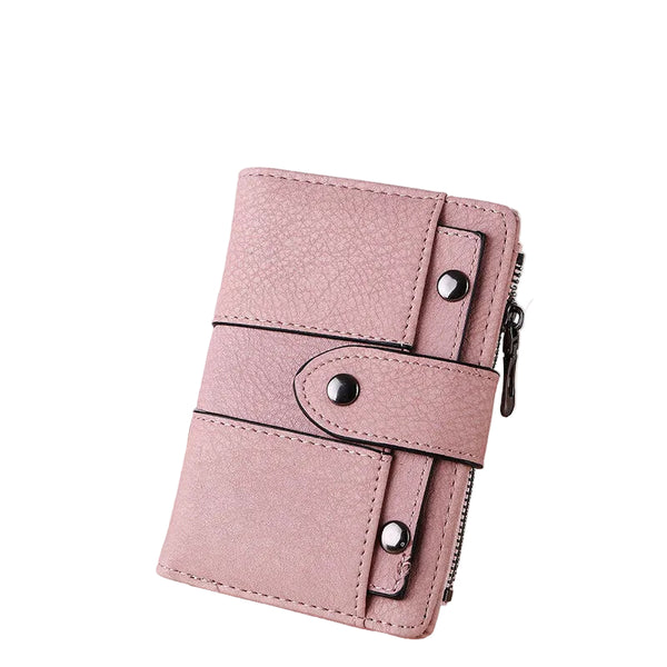 The New Trendy Foldable Small Wallet Women Leather Card Holder Pink Wallets