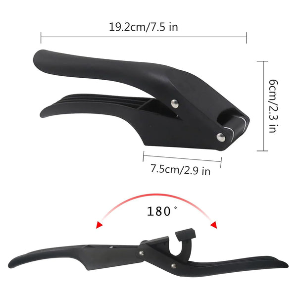 2 In 1 Garlic Press Stainless Steel Kitchen Ginger Non Slip Easy To Clean Black Garlic Presses