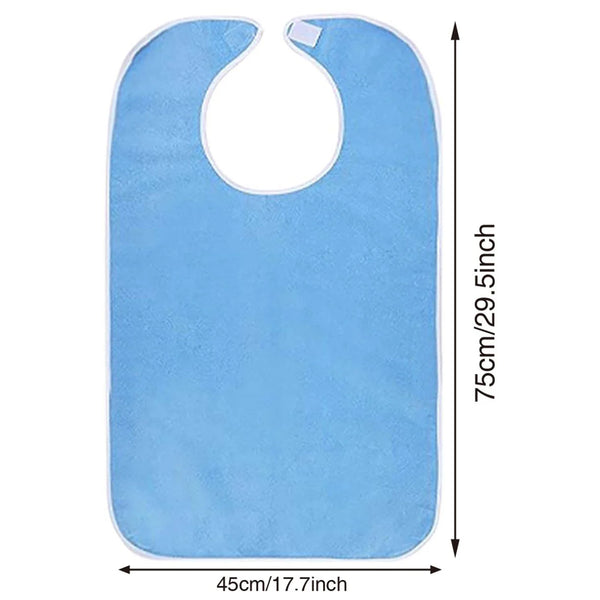 2 Pack Stain Resistant Feeding Bibs Adjustable Elderly Care Light Blue Dressing & Grooming Aids