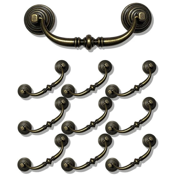 10 Pieces 4.25 Inch Center Hole Shabby Chic Drawer Pulls Antique Bronze Kitchen Cabinet With Buckles 108Mm Cabinet Pulls
