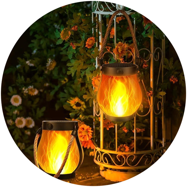 1/2/4 Pack Solar Garden Lights With Flame Effect Waterproof Hanging Usb Charging Halloween And Decoration 4Pcs Set Lanterns