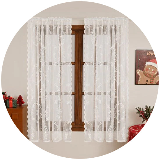 Screen Ice Flower Christmas Tree And American Curtain Net 2 Piece Set 150Cm X 100Cm Seasonal Decorations