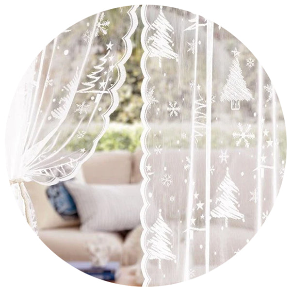 Screen Ice Flower Christmas Tree Mesh And American Curtain Net 2 Piece Set 150X180cm Seasonal Decorations