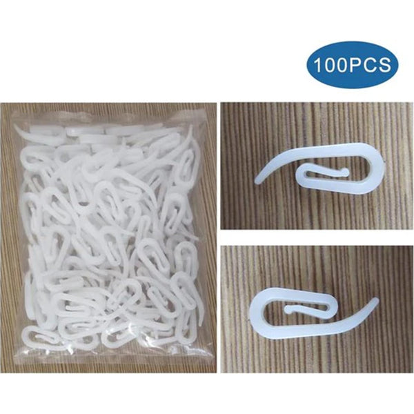 100 Curtain Hooks G Shaped Reinforced White For Shower Windows Accessories Curtain Poles & Accessories