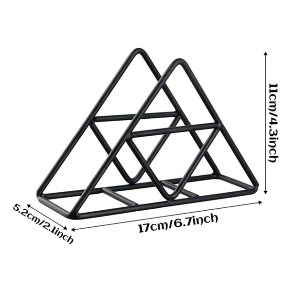 Stainless Steel Black Triangular Napkin Holder Tissue Metal Countertop Dining Table Picnic Organizer Napkin Rings & Holders