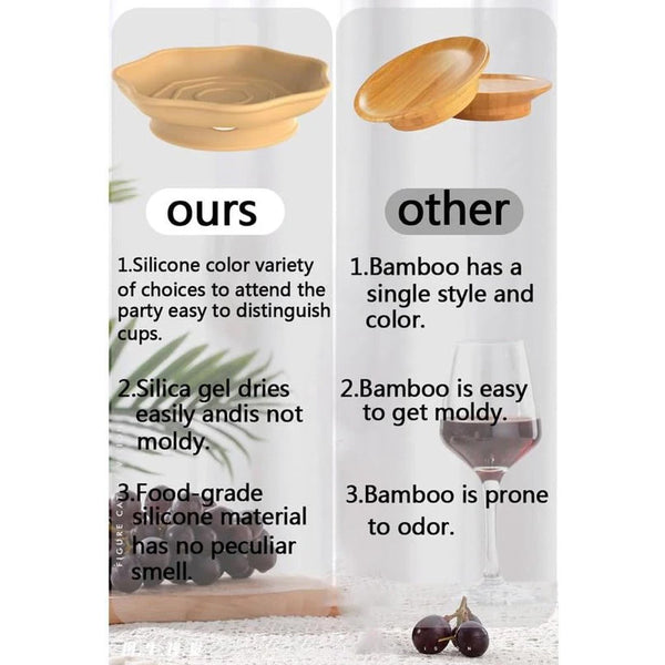 Wine Glass Snack Tray 4 Pieces Draining Silicone Non Slip Lid Coaster Suitable For Appetizers Desserts Family Gatherings Bars Trays