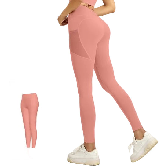 Slim Fit High Waist Yoga Side Pockets Stretch Breathable Xxxl Pink Pants