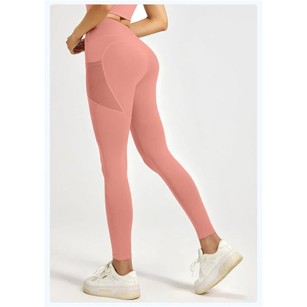 Slim Fit High Waist Yoga Side Pockets Stretch Breathable Xxxl Pink Pants