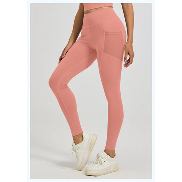 Slim Fit High Waist Yoga Side Pockets Stretch Breathable Xxxl Pink Pants