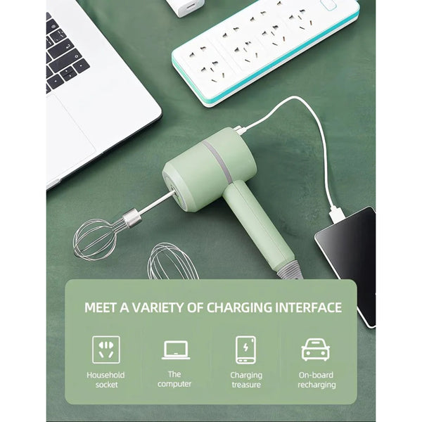 Wireless Charging Handheld Mixer 30W Speed Dual Whisk Heads White For Eggs Cream Batter Kitchen Outdoor Gift Handheld Mixers