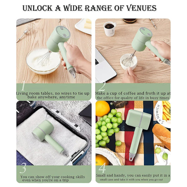 Wireless Charging Handheld Mixer 30W Speed Dual Whisk Heads White For Eggs Cream Batter Kitchen Outdoor Gift Handheld Mixers