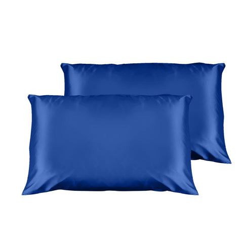 Casa Decor Luxury Satin Pillowcase Twin Pack Size With Gift Box - Navy Blue