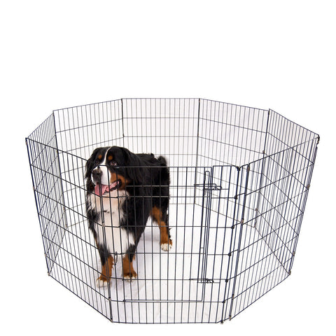 4Paws 8 Panel Playpen Puppy Exercise Fence Cage Enclosure Pets Black All Sizes - 30"