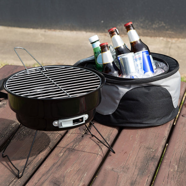 Havana Outdoors 2-In-1 Bbq Grill Cooler Combo Set Camping Picnic