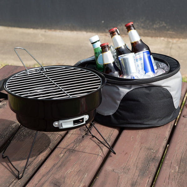 Havana Outdoors 2 In 1 Bbq Grill Cooler Combo Set Camping Picnic Barbecues Grills & Smokers