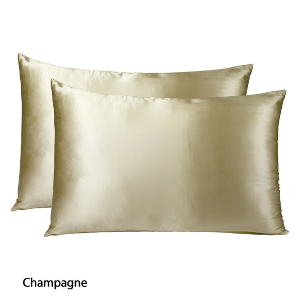 Royal Comfort Mulberry Soft Silk Hypoallergenic Pillowcase Twin Pack 51 X 76Cm Champagne Pillow Cases