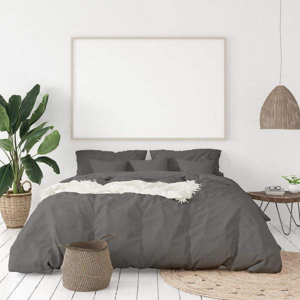 Balmain 1000 Thread Count Hotel Grade Bamboo Cotton Quilt Cover Pillowcases Set Queen Pewter Pillow Cases