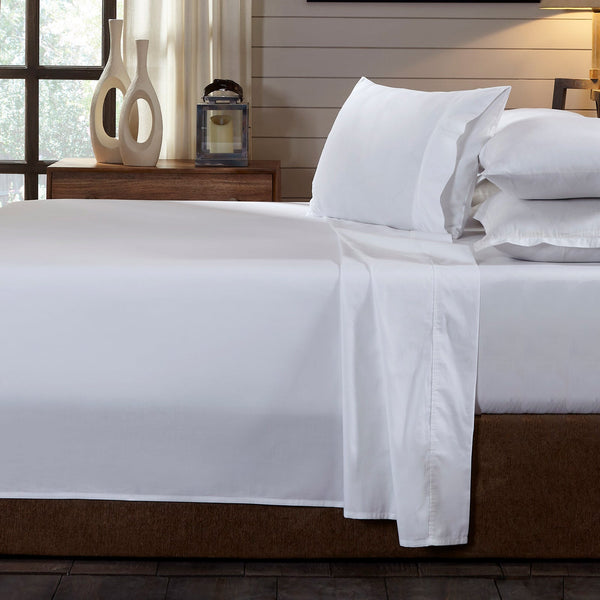 Royal Comfort 250Tc Organic 100% Cotton Sheet Set 4 Piece Luxury Hotel Style - Double White