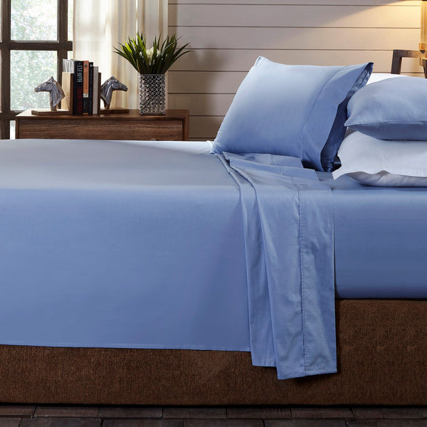 Royal Comfort 250Tc Organic 100% Cotton Sheet Set 4 Piece Luxury Hotel Style - Double Indigo