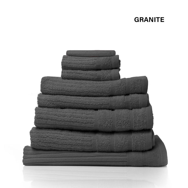 Royal Comfort Eden Egyptian Cotton 600Gsm 8 Piece Luxury Bath Towels Set - Granite