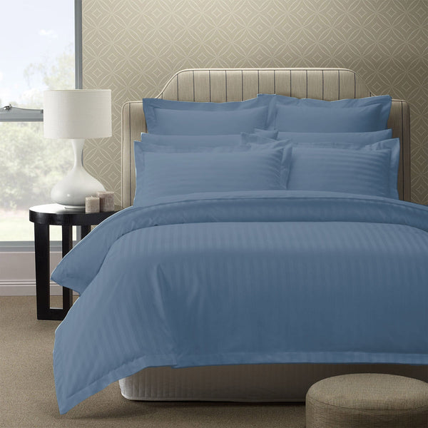 Royal Comfort 1200Tc Quilt Cover Set Damask Cotton Blend Luxury Sateen Bedding - King Blue Fog